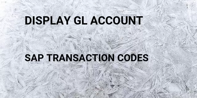 Display gl account Tcode in SAP