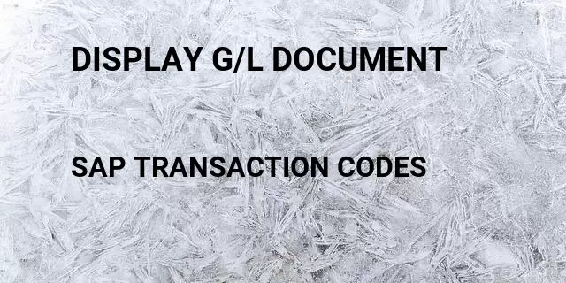 Display g/l document Tcode in SAP