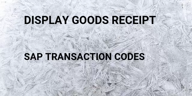 Display goods receipt Tcode in SAP