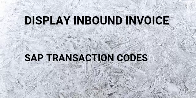 Display inbound invoice Tcode in SAP