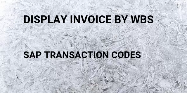 Display invoice by wbs Tcode in SAP