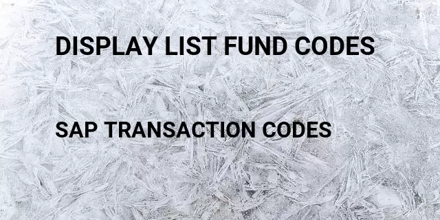 Display list fund codes Tcode in SAP