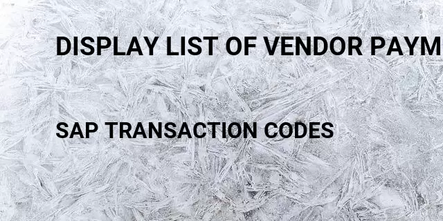 Display list of vendor payment terms Tcode in SAP