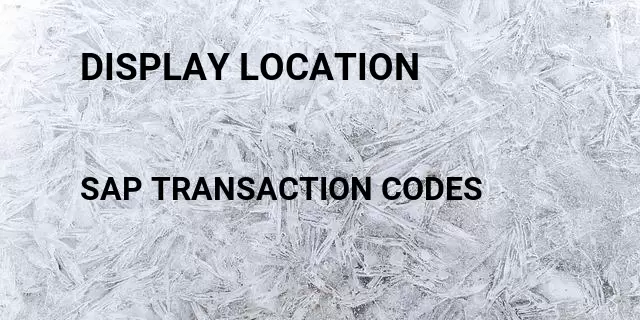 Display location Tcode in SAP