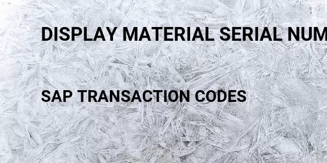 Display material serial number Tcode in SAP
