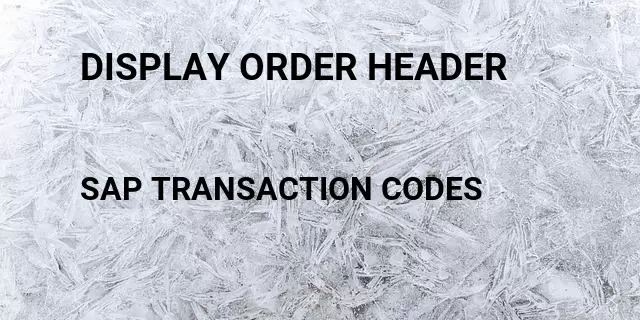 Display order header Tcode in SAP