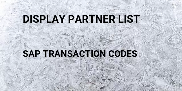 Display partner list Tcode in SAP