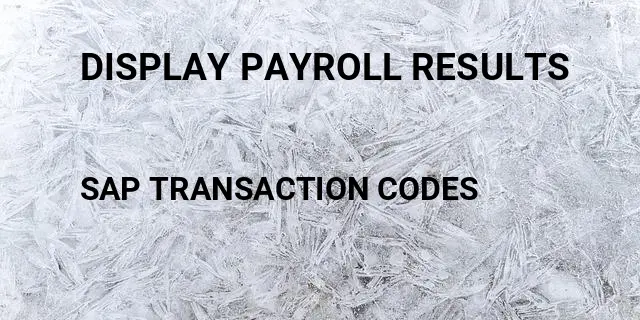 Display payroll results Tcode in SAP