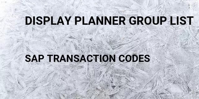 Display planner group list Tcode in SAP