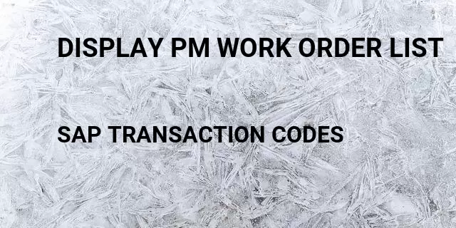Display pm work order list Tcode in SAP
