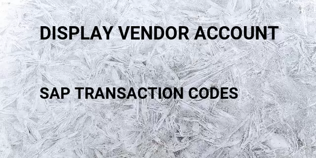 Display vendor account Tcode in SAP
