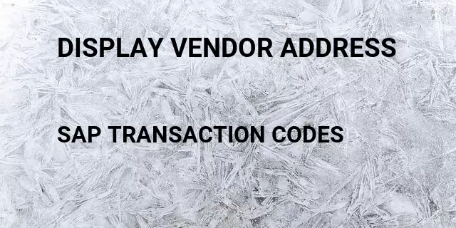 Display vendor address Tcode in SAP