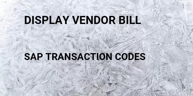 Display vendor bill Tcode in SAP