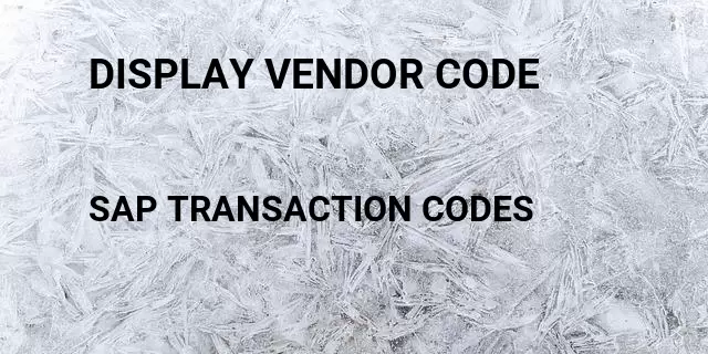 Display vendor code Tcode in SAP