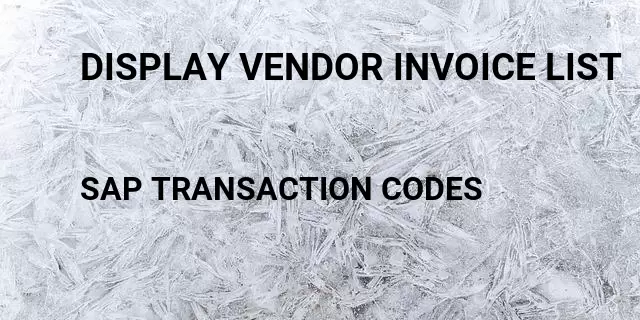 Display vendor invoice list Tcode in SAP