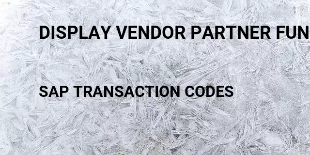 Display vendor partner function Tcode in SAP