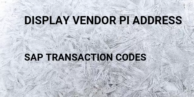 Display vendor pi address Tcode in SAP