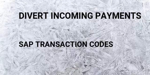 Divert incoming payments Tcode in SAP