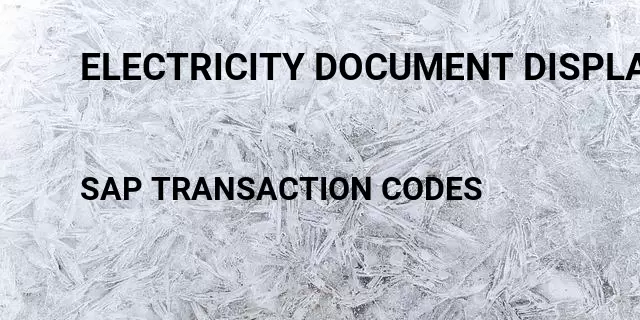 Electricity document display Tcode in SAP