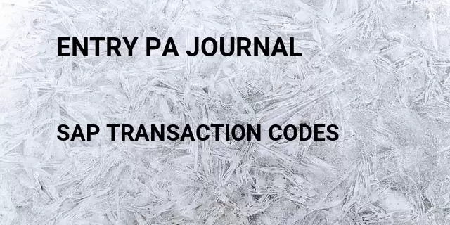 Entry pa journal  Tcode in SAP