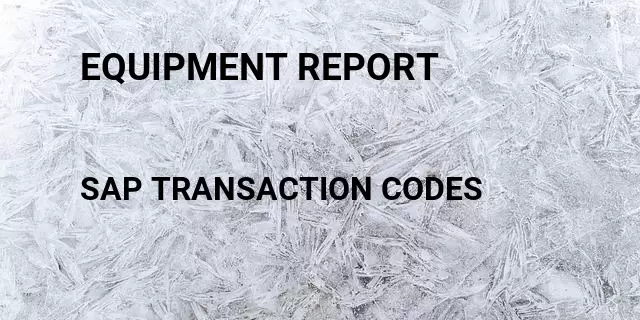 Equipment report Tcode in SAP