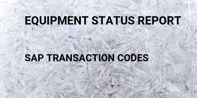 Equipment status report Tcode in SAP