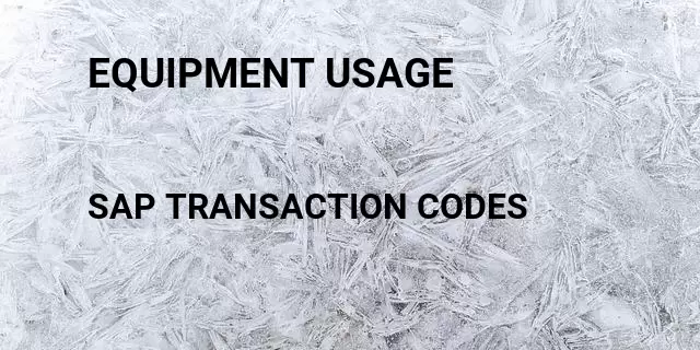 Equipment usage Tcode in SAP