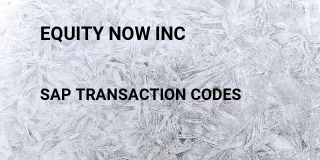 Equity now inc Tcode in SAP