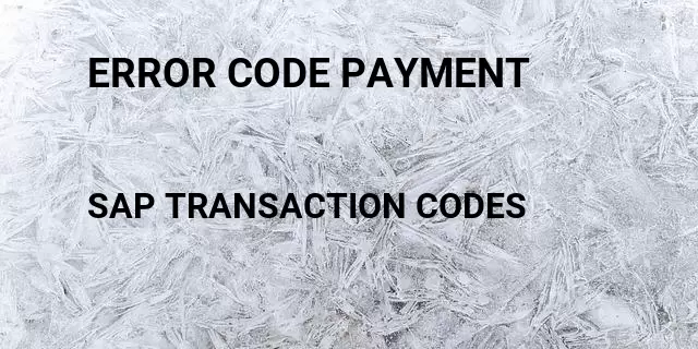 Error code payment Tcode in SAP