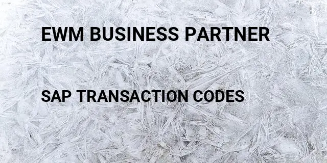 Ewm business partner Tcode in SAP