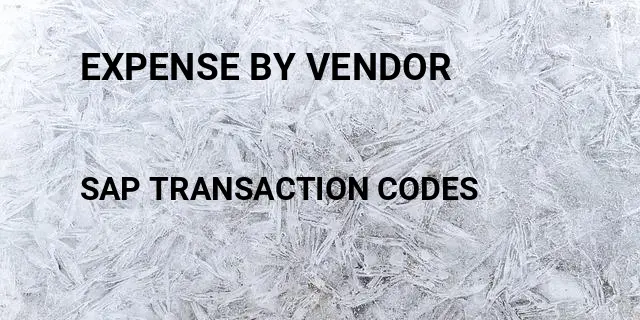 Expense by vendor Tcode in SAP