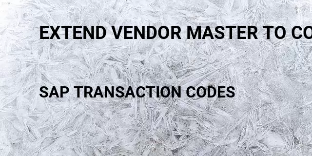 Extend vendor master to company Tcode in SAP