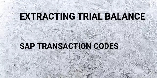 Extracting trial balance Tcode in SAP
