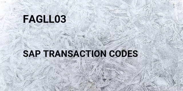 Fagll03 Tcode in SAP