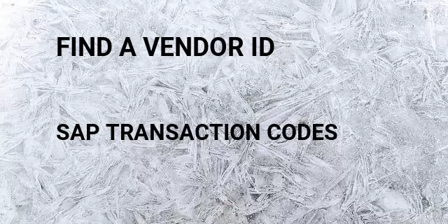 Find a vendor id  Tcode in SAP