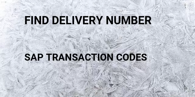 Find delivery number Tcode in SAP