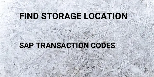 Find storage location Tcode in SAP