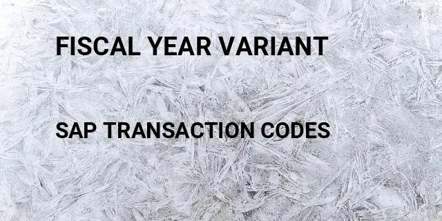 Fiscal year variant Tcode in SAP