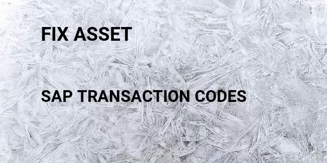 Fix asset Tcode in SAP