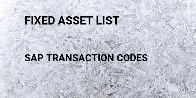 Fixed asset list Tcode in SAP