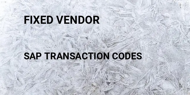 Fixed vendor Tcode in SAP