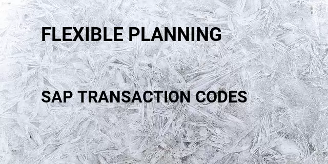 Flexible planning Tcode in SAP