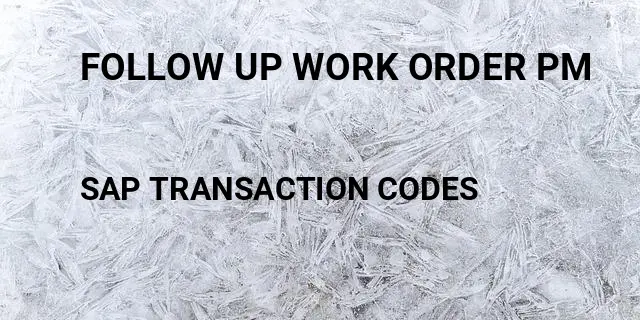 Follow up work order pm Tcode in SAP