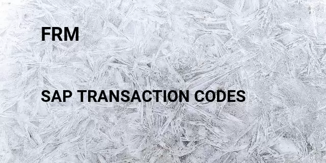 Frm Tcode in SAP