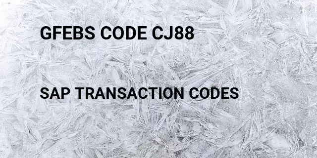 Gfebs code cj88 Tcode in SAP
