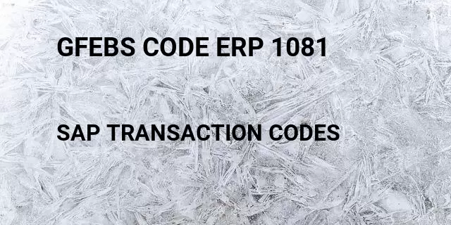 Gfebs code erp 1081 Tcode in SAP