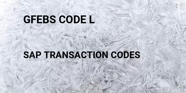 Gfebs code l Tcode in SAP