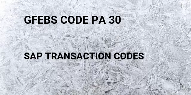 Gfebs code pa 30 Tcode in SAP
