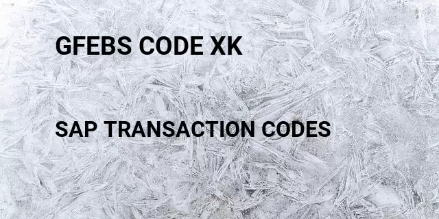 Gfebs code xk Tcode in SAP