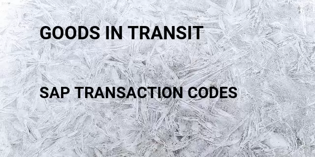 Goods in transit Tcode in SAP
